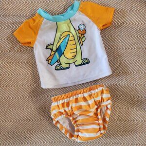 George Dinosaur skateboard 2pc swimsuit rashguard